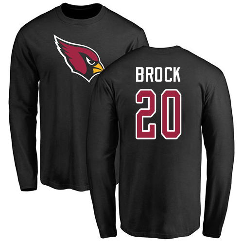 Arizona Cardinals Men Black Tramaine Brock Name And Number Logo NFL Football #20 Long Sleeve T Shirt->arizona cardinals->NFL Jersey